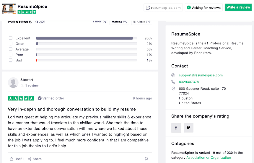 resumespice.com has a lot of 5 star reviews